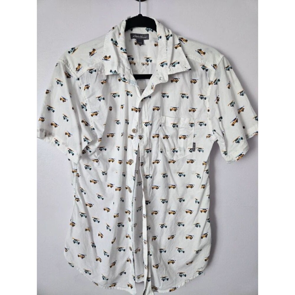 Eddie Bauer Men’s Canoe / Outdoor Print Short Sleeve Button-Up Shirt – Size S